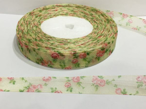 Стрічка органза з орнаментом квітка 1,6 см. № М