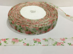 Стрічка органза з орнаментом квітка 1,6 см. № 01