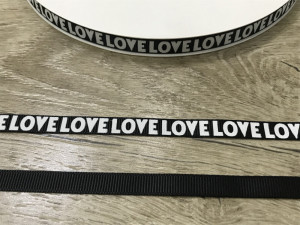 Лента с надписью на репсе 1 см. № 39/LOVE