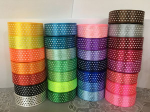 Стрічка атласна горошок 2,5 см. Набір 26