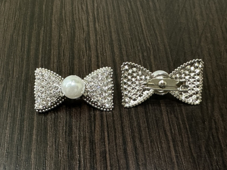 Брошка № Бантик с жемчугом S